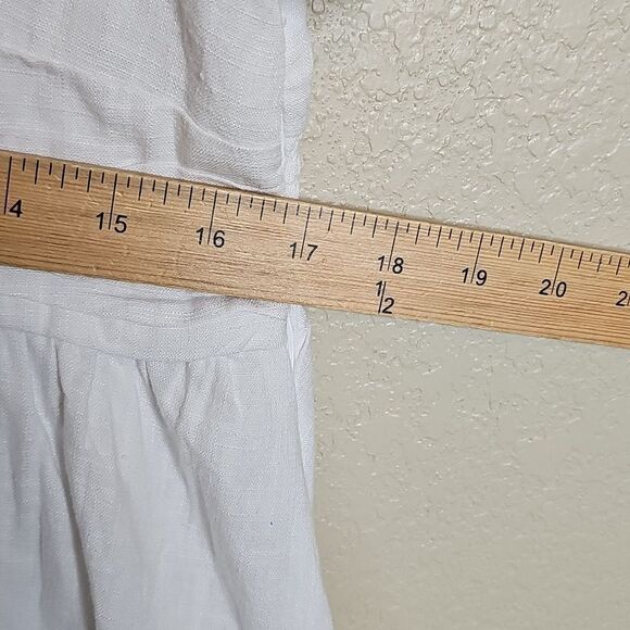 NWT LOFT 14 White Linen Blend Button Front V Neck Women's Dress - Picture 12 of 12